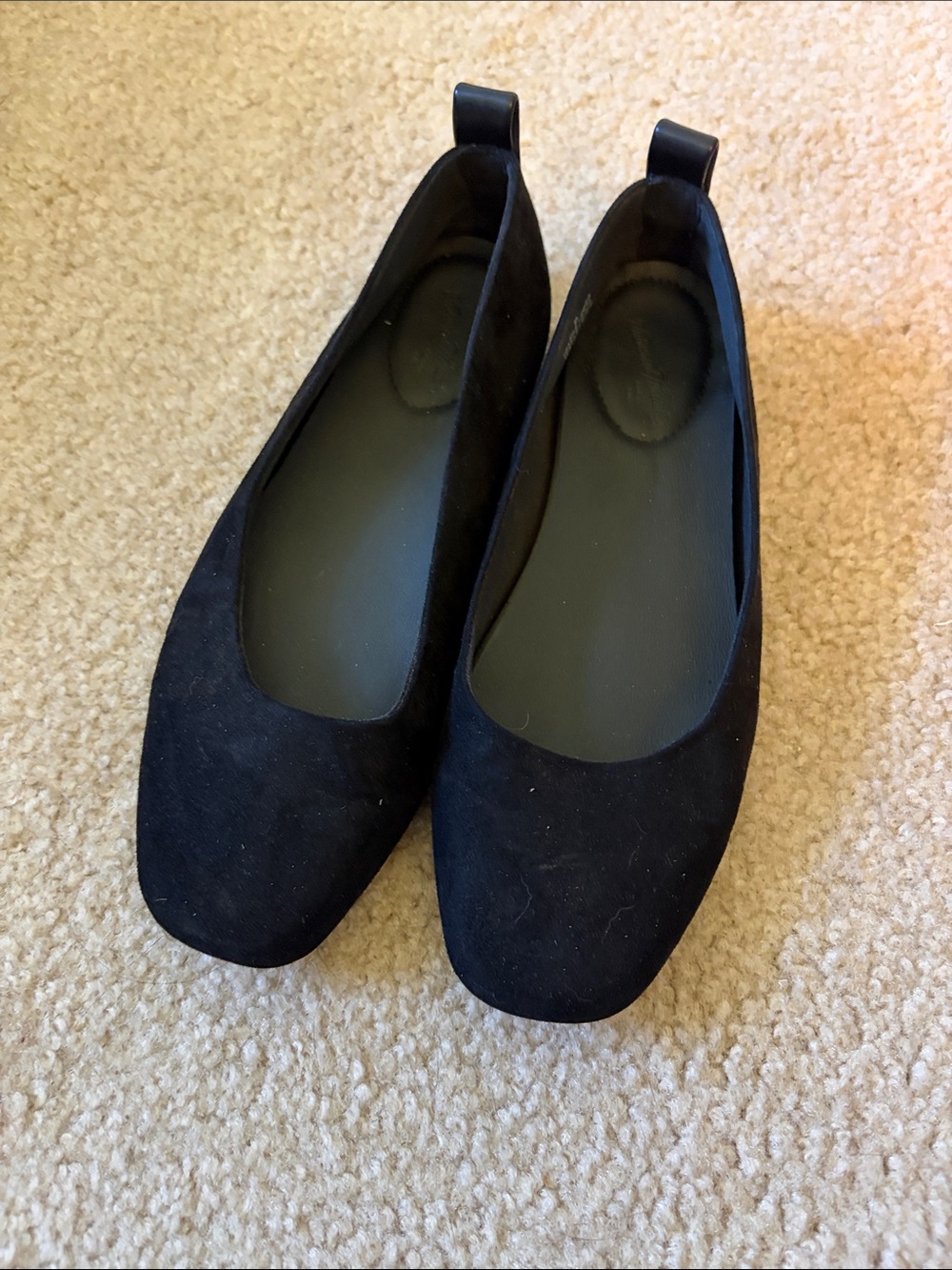Universal Thread Black Square-Toe Suede-Look Slip-On Flats